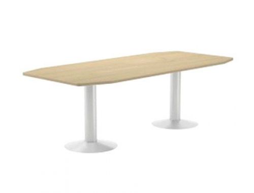 Mesa de reuniao rocada meeting 3003atw04 estrutura com coluna duplo aco branco tabuleiro em madeira branco 220x100x72 cm , Rocada , 150739 , 8427951300348